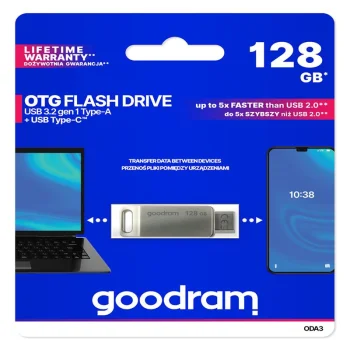 Goodram ODA3 128GB USB 3.2 Flash Drive Type-A / Type-C, Silver