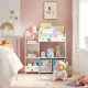 Kids Toy Storage Organizer with Bookshelf, 5 Shelves and 2 Fabric Bins
