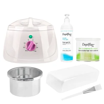 Professional Waxing Kit with Heater and Azulene Wax Depilflax
