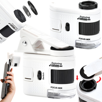 Compact Phone Microscope Clip 80x Zoom with LED and UV Light