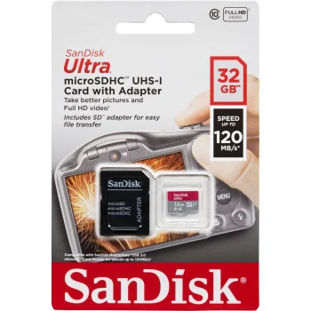 Atminties kortelė SanDisk Ultra microSDHC 32 GB 140 MB/s su SD adapteriu (SDSQUA4-032G-GN6IA)