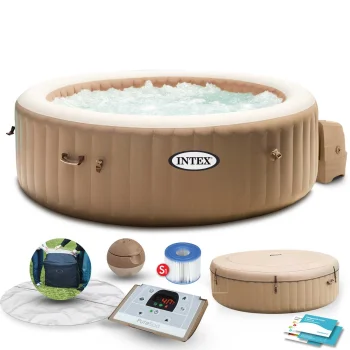 Intex 28426 Inflatable Hot Tub with Bubble Jets 4 Person 196x71 cm, beige