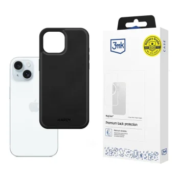 3mk Hardy Silky Leather MagCase for Apple iPhone 15 Black
