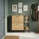 ModernHome Shoe Storage Cabinet with Side Shelf 89 x 24 x 86.5 cm, Light Oak