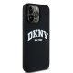 DKNY iPhone 15 Pro Max Case Liquid Silicone White Printed Logo MagSafe, Black