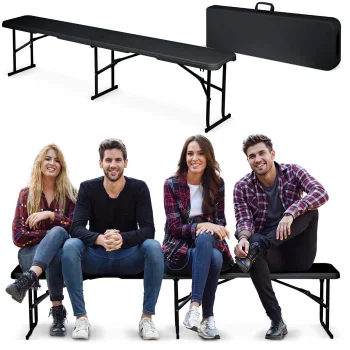Plonos 440201 Folding Garden and Catering Bench 180 cm, Black