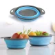 Foldable Kitchen Silicone Colander Collapsible Fruit Vegetable Washing Basket Strainer, Set of 2 pcs, Blue