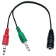 Audio Adapter 1x 3.5mm (F) to 2x 3.5mm (M) AK268A, Black