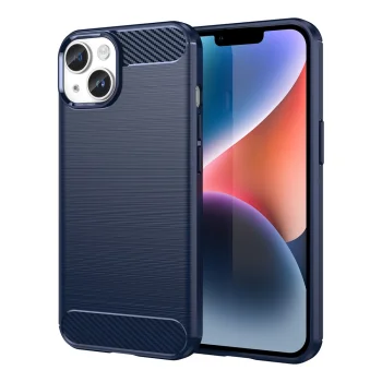 Dėklas iPhone 14 Plus Carbon Case, lankstus TPU, mėlynas