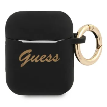 Guess Silicone Vintage AirPods 1/2 dėklas GUA2SSSK, juodas