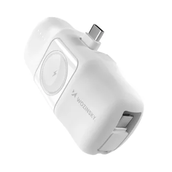 Wozinsky WF16-YCS 5000mAh Mini Power Bank with Apple Watch Charger, White