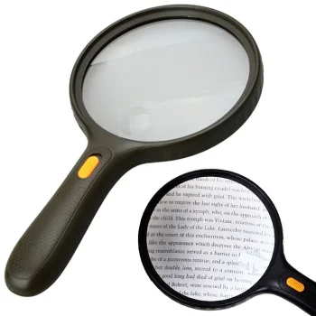 Large Reading Magnifying Glass with LED Light 130mm, 2x / 5x Magnification, Black