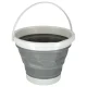 Collapsible silicone bucket with handle, 10L, for camping, mushrooms, fishing, grey
