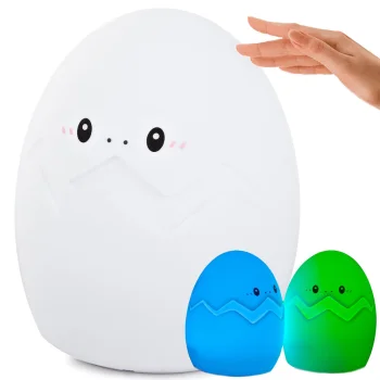 Kids LED RGB Night Light, Silicone Egg, White