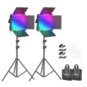 Neewer 660 PRO RGB LED Studio Kit (2x 50W Lamps, Tripods, Barndoors)