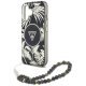 Guess Palm Trees Triangle Pearl Strap MagSafe Case for iPhone 16, Black