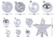 Christmas Tree Baubles Set 100 pcs + Star, Silver