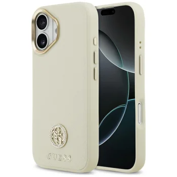 Guess iPhone 17 Case Grained Strass Logo MagSafe, Beige