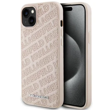 Karl Lagerfeld iPhone 15 Plus / 14 Plus Case Quilted K Pattern, Pink