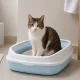 Open Cat Litter Box with Frame and Scoop, 45x34x12 cm, Blue