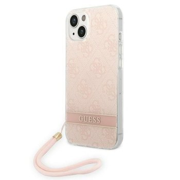Apple iPhone 14 Plus 6.7'' Guess 4G Print Strap Case Cover (GUOHCP14MH4STP), Pink