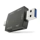 Newell OTG 4-in-1 3.0 Memory Card Reader and Hub, USB-A / USB-C, Graphite