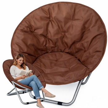 Folding Moon Chair for Camping and Garden, Brown