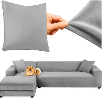 Ruhhy 00026037 Elastic Velour Sofa Cover 145-185cm, Dark Grey