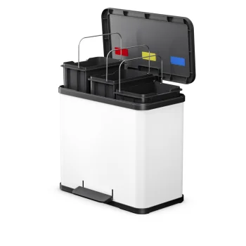 Hailo Öko trio Plus L Pedal Recycling Bin, 3x9 L, Matte White