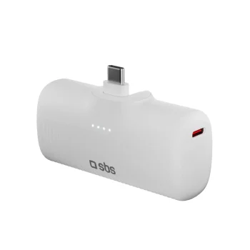 SBS EcoPower 5000 mAh 10W Powerbank with Built-in USB-C, White