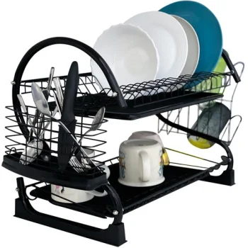 Ruhhy 24634 Two-Tier Dish Drying Rack, Black