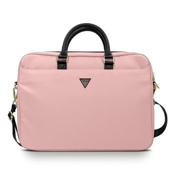 Guess Nylon Triangle Logo bag a 16" laptop - pink