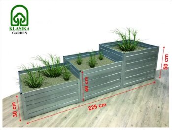 Raised Garden Bed Klasika Garden, Galvanized, 225x75 cm