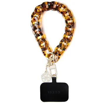 Guess Universal Hand Strap Saffiano Chain 4G Charm, Brown/Gold