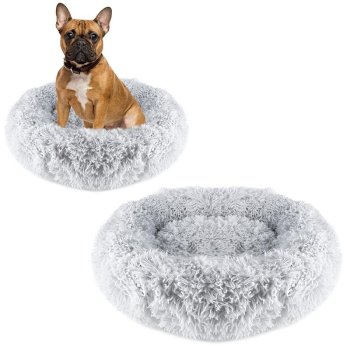 Plush Donut Pet Bed for Dogs and Cats 60 cm, Calming Round Cuddler