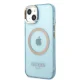 Guess Gold Outline Translucent MagSafe Case for iPhone 13 - Blue