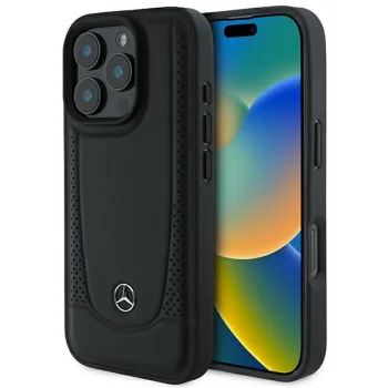 Mercedes iPhone 16 Pro Case Leather Urban, Black