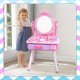 Kids Wooden Play Makeup Cosmetic Dressing Vanity Table with Accessories, Pink