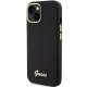 Guess Silicone Script Metal Logo & Frame case for iPhone 15 - black