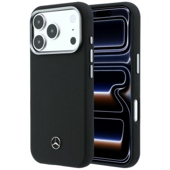 Mercedes Leather Semi Wrap MagSafe Case for iPhone 17 Pro Max, Black