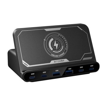 Mains Charger BlitzWolf BW-S27 160W 6-Port Wireless Black