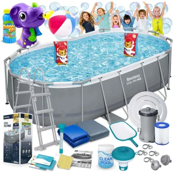 Bestway 56620 Power Steel Frame Pool 427x250x100 cm, 18in1
