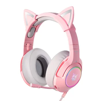 Onikuma K9 RGB Gaming Headphones with Cat Ears, Pink