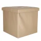 Folding Storage Ottoman Faux Leather Pouf Seat, 38 x 38 x 36 cm, Beige