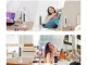Compact Bladeless Tower Fan with LED Lamp, USB, White