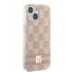 DKNY iPhone 15 Case IML Checkered Mono Pattern & Printed Stripes MagSafe, Pink
