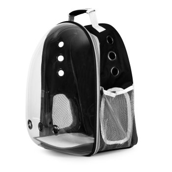 Pet carrier backpack with front window for cat or small dog, black