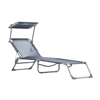 MultiGarden Garden Sun Lounger with Adjustable Canopy, Grey
