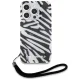 Karl Lagerfeld iPhone 15 Pro Case IML Zebra Pattern & Cord, Black