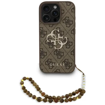Guess 4G Strap Classic Logo Case for iPhone 16 Pro, Brown